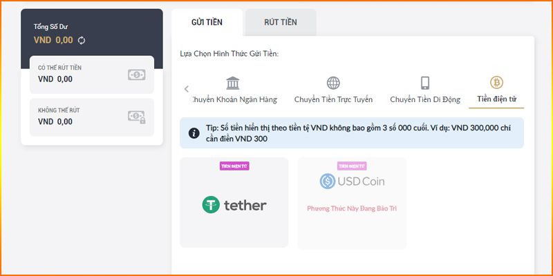 Tiền điện tử (USD Coin - Tether)