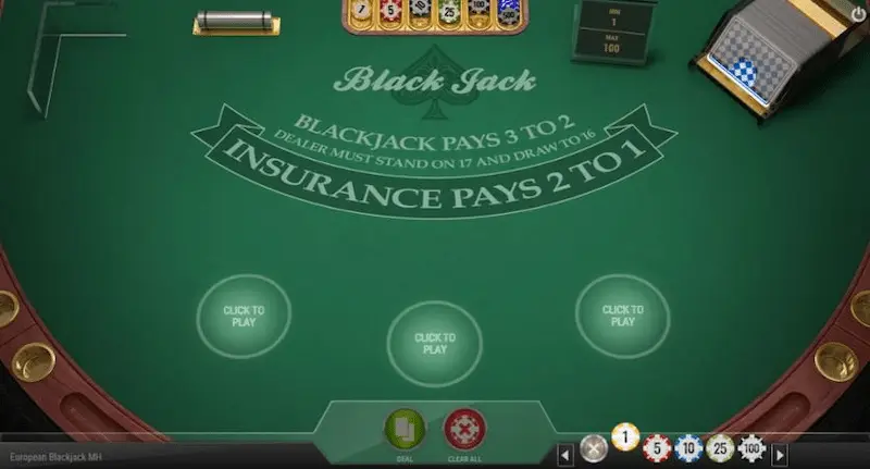 Quy tắc đặt cược gấp đôi trong Blackjack 3 Hand